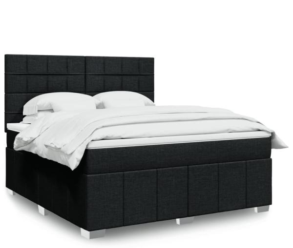 vidaXL Boxspringbett mit Matratze Schwarz 180x200 cm Stoff 3294049