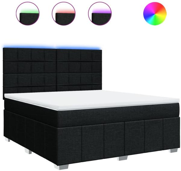 vidaXL Boxspringbett mit Matratze Schwarz 180x200 cm Stoff 3294049