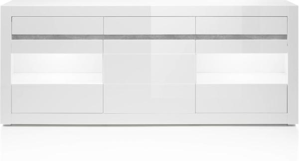 'CARAT' Sideboard weiß Hochglanz/ Beton Optik