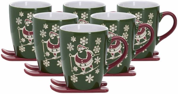 Ritzenhoff & Breker Whistler Kaffeebecher auf Ski 340 ml grün 6er Set