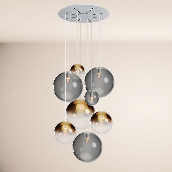 s.luce Orb Galerielampe 8-flammig Modular Gold Verlauf, Rauch