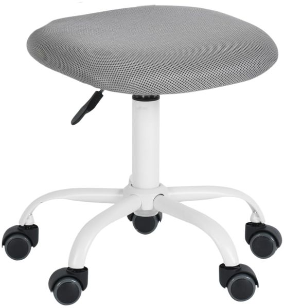 FurnitureR Sitzhocker Sitness Bobby für Kinder, Standfußring Alu weiß lackiert, Stoffbezug, grau