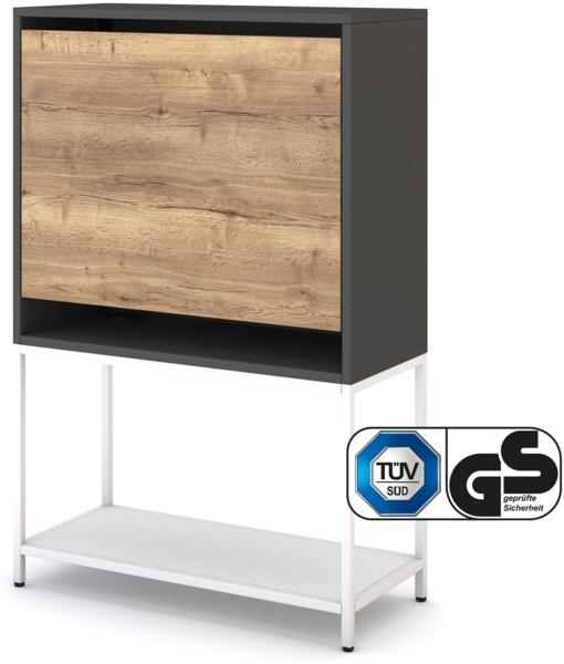 ASSMANN Sekretär Cubas Premium Schwarz-Weiß 80x36x121cm Metall Holz