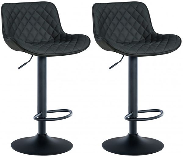 2er Set Barhocker Minosa Kunstleder (Farbe: schwarz)