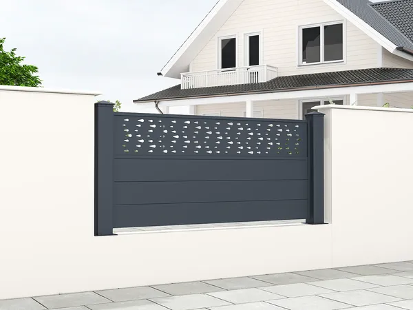 Vente-unique - BAZIO Zaun und Sichtschutz Metall Grau - B 15,3 cm x H 78 cm x L 168 cm