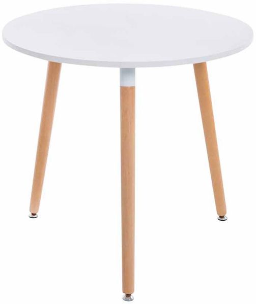 Esstisch AMIRA rund - 80x80x75cm, Holz, Weiß | Küchentisch Esszimmertisch Wohnzimmertisch