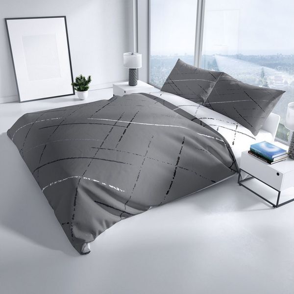Leonado Vicenti Bettwäsche Hochwertige Polycotton, Baumwolle, 2 teilig, schlichtes Streifen Design mit Wendeseite, Beige, Grün und Grau
