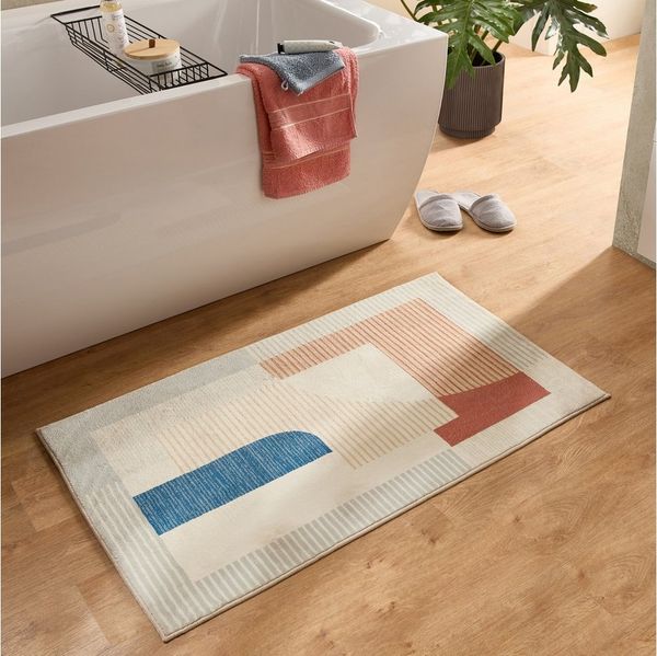 Gino Falcone Badematte Ariella GF-144, Höhe 7 mm, rutschhemmend beschichtet, fußbodenheizungsgeeignet, Polyester, rechteckig, Badteppich, bedruckt, modernes Design, weich & kuschelig