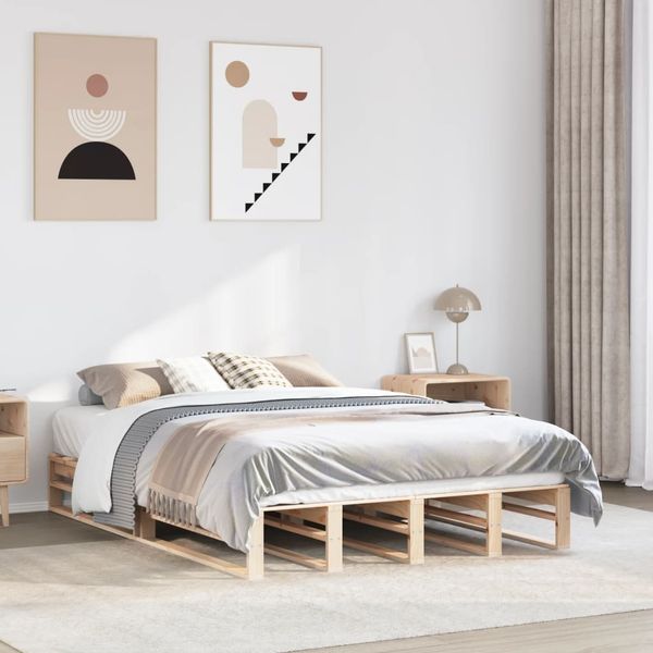 vidaXL Massivholzbett ohne Matratze 135x190 cm Kiefernholz 850866