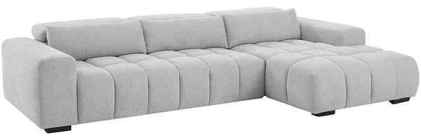 Vente-unique - LOPONZA Sofa Stoff Grau - B 183 cm x H 68 cm x L 312 cm Bild 6