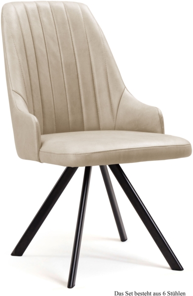 Esszimmerstuhl drehbar (6er-Set) Devyn 52x91x60 Schwarz/Natur