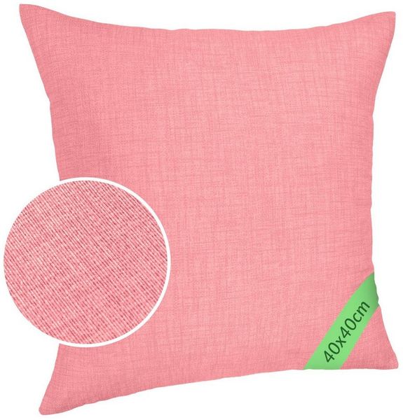 ANRO Dekokissen MrJack Kissenbezug Leinenoptik Deko Kissen Uni, Sofakissen 40x40cm ohne Füllung Pink