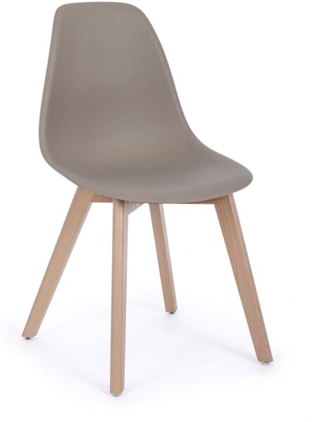 Stuhl Stemsy 4er-Set aus Kunststoff und Buchenholz, modern, taupe, komfortabel für Dein Zuhause