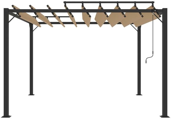 vidaXL Pergola mit Lamellendach 3x3 m Taupe Stoff und Aluminium 313925 Bild 3