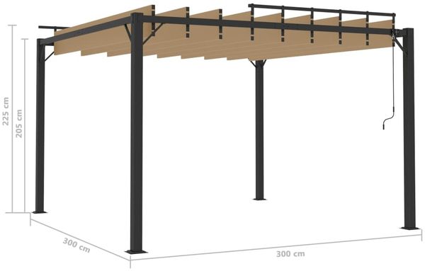 vidaXL Pergola mit Lamellendach 3x3 m Taupe Stoff und Aluminium 313925 Bild 8