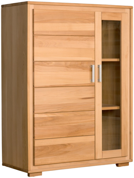 Vitrine Genf 2-türig 121 cm hoch Kernbuche Massivholz geölt Bild 5