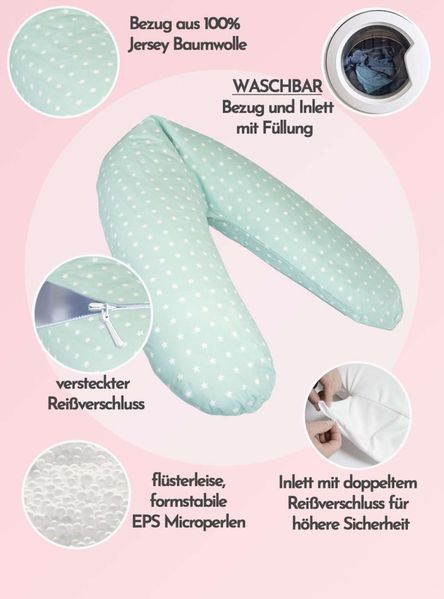 pic Bear Stillkissen PREMIUM 194 cm, Sterne celadon-grün : Sterne celadon-grün