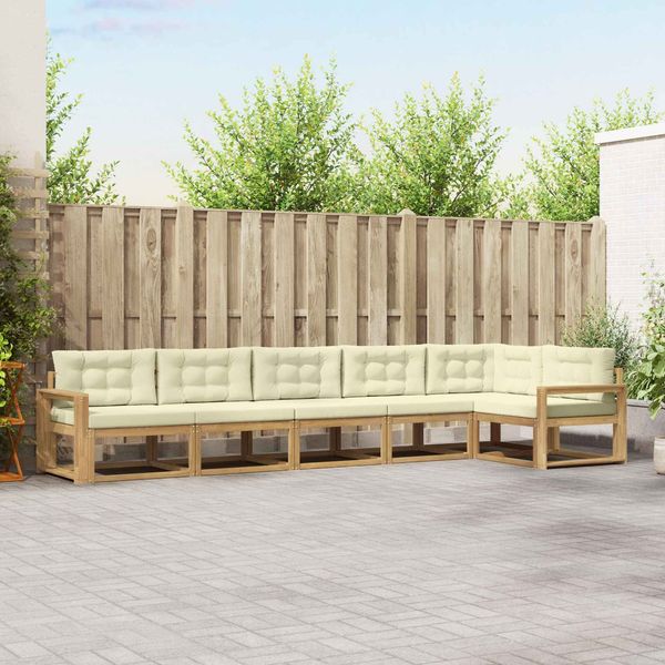 vidaXL Outdoor-Sofagarnitur mit Kissen 4 pcs Weiß und Creme Polyester 3386519