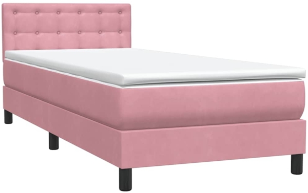 vidaXL Boxspringbett mit Matratze Rosa 80x220 cm Samt 3316622 Bild 3