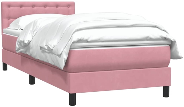 vidaXL Boxspringbett mit Matratze Rosa 80x220 cm Samt 3316622 Bild 2