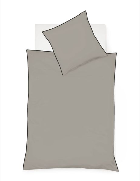 Fleuresse Black Premium Schweizer Satin Bettwäsche mit 3 seitiger Paspel, Uni stahl