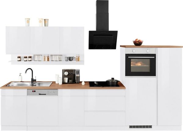 KOCHSTATION Küchenzeile Küchen, Küchenschränke, Küchenzeilen, Küche, Zeile, Einbauküche, Breite 350 cm, mit Glaskeramik-oder Induktionskochfeld