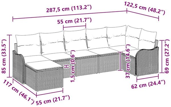 vidaXL Gartensofa-set Braun Poly-Rattan 3345788 Bild 9