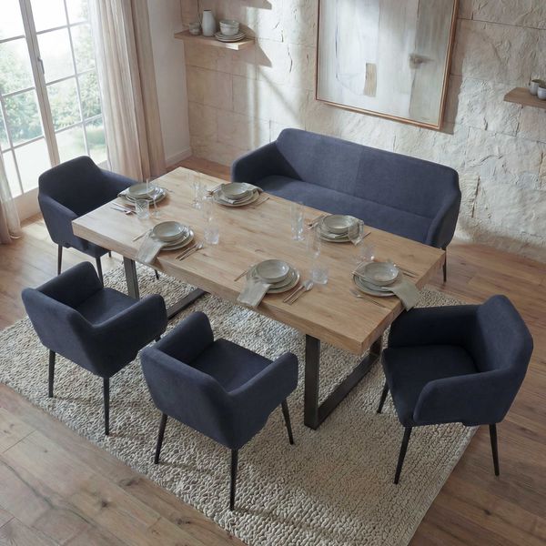 Esszimmer-Set HWC-L13, 4er-Set Stuhl+Sitzbank Esszimmergruppe Sitzgruppe Esszimmergarnitur, Stoff/Textil ~ anthrazit