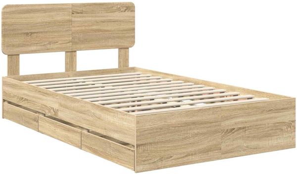 vidaXL Bettrahmen mit Kopfteil Sonoma-Eiche 120 x 200 cm Holzwerkstoff 3412201 Bild 4