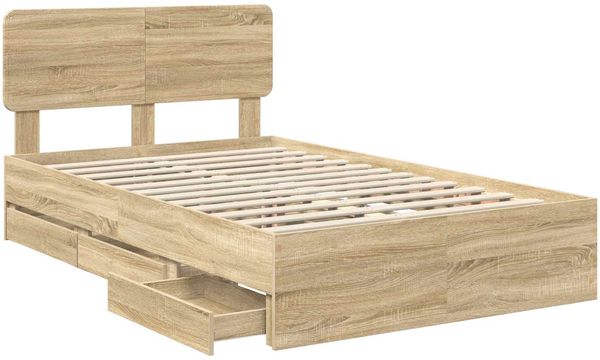 vidaXL Bettrahmen mit Kopfteil Sonoma-Eiche 120 x 200 cm Holzwerkstoff 3412201 Bild 5