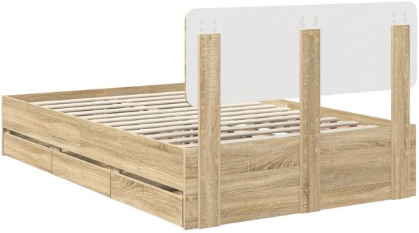 vidaXL Bettrahmen mit Kopfteil Sonoma-Eiche 120 x 200 cm Holzwerkstoff 3412201 Bild 10