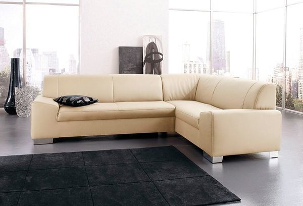 DOMO collection Ecksofa Alisson, zeitlose Optik, flache Armlehnen, L-Form, fester Sitzkomfort, wahlweise mit Bettfunktion