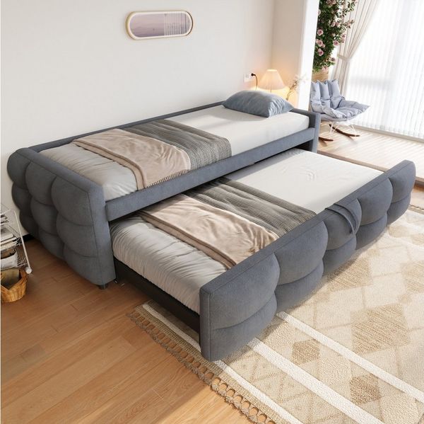 STILVORA Schlafsofa mit Ausziehbett,90/180×190 Daybett Tagesbett mit Lattenrost,Samt, Polsterbett Ausziehbar 90/180x190 cm, Teddy-Samt Schlafsofa mit Lattenrost, Platzsparend, Multifunktional für Wohnzimmer & Gästezimmer, mit Relaxfunktion