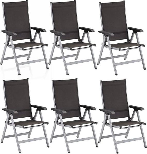 Kettler Set 6 Stück Basic Plus Klappsessel Multipositionssessel silber anthrazit