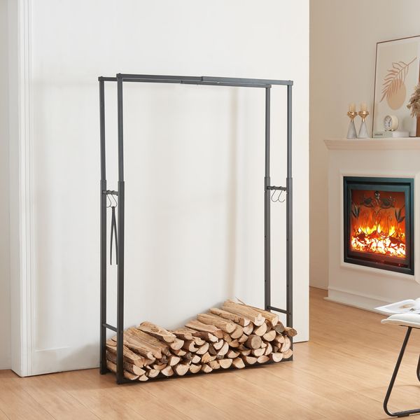 Kaminholzregal Kasan verstellbar H100-150xB40-65xT25cm [en. casa]