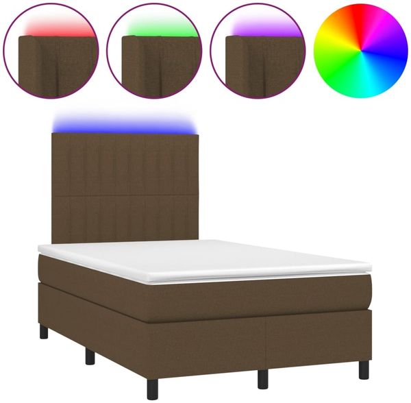 Boxspringbett mit Matratze & LED Stoff Dunkelbraun 120x200 cm, Härtegrad: H2 [3135024] Bild 2