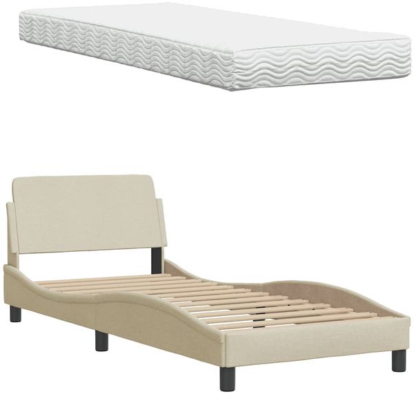 vidaXL Bett mit Matratze "Hanko" Creme 80x200 cm Stoff 3310494 Bild 8