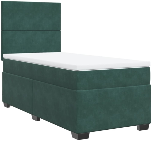 vidaXL Boxspringbett mit Matratze Dunkelgrün 80x200 cm Samt 3290759