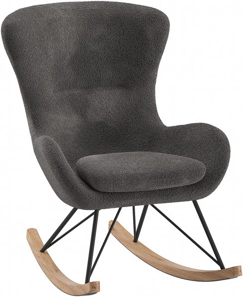 Schaukelstuhl 76 x 101 x 110 cm Bouclé Metall Buche Anthrazit Schwarz Natur