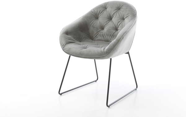 Esszimmerstuhl Gaio-Flex Samt Grau Kufengestell Schwarz