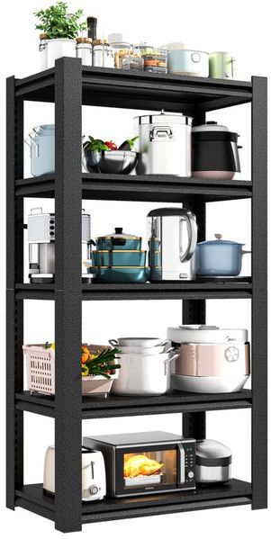 MC Star Schwerlastregal 5 Ebenen – Metall Lagerregal 650kg Tragkraft, Verstellbar, Stabiles Lagerregal, Schwarz, H183cm * B90cm * T40cm
