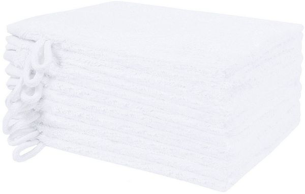 NatureMark Waschhandschuh Waschhandschuhe 500 gsm (10er-Set), 100% Baumwolle (10-St), Premium Frottier Waschhandschuhe, 15x21cm, Weiß