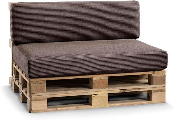 Gutekissen® Palettenkissen Gerippte Kissen, Palettenauflagen Sitzkissen Rückenlehne Gerippt PFL (Sitzkissen 120x80, Dunkelbraun)