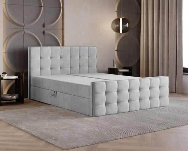 B&B Home 'Coriano' Boxspringbett mit Bettkasten, Hellgrau, 180x200 cm