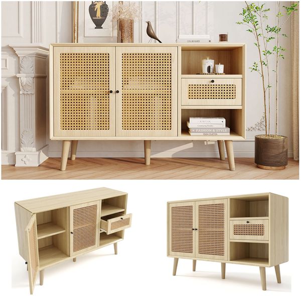 Sideboard 120 x 40 x 80 mit einer Schublade, zwei Fächern und zwei Magnettüren, Eichefarben