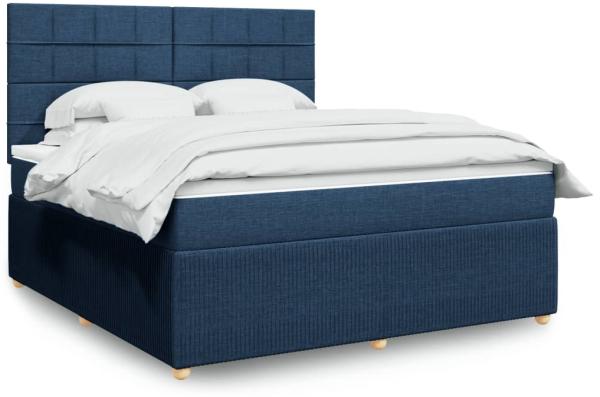 vidaXL Boxspringbett mit Matratze Blau 180x200 cm Stoff 3294441