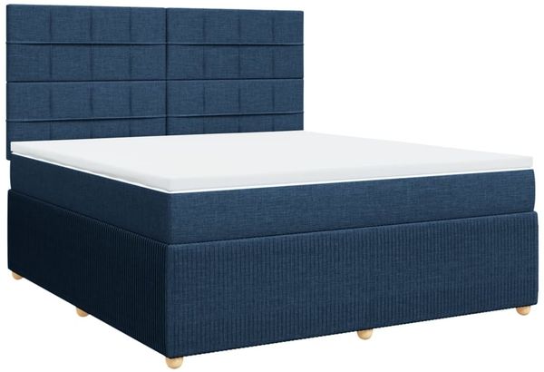 vidaXL Boxspringbett mit Matratze Blau 180x200 cm Stoff 3294441 Bild 3