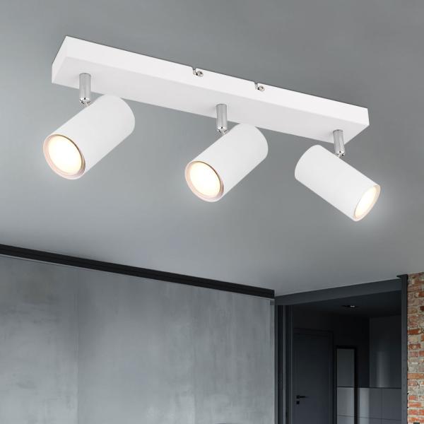 Deckenlampe Strahler, Metall weiß, bewegliche Spots, 3x GU10