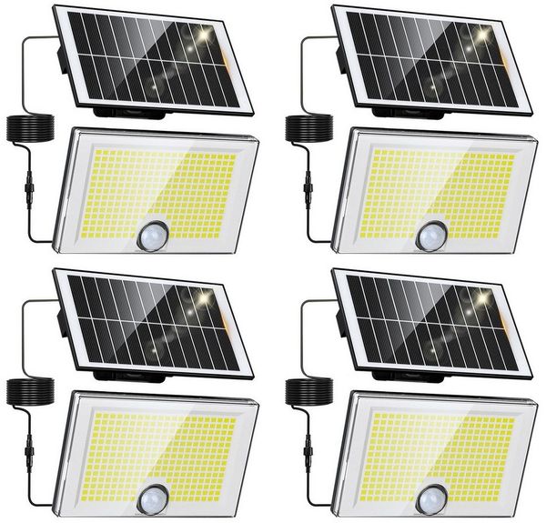 skelo LED Solarleuchte Solarlampen für Außen, Solarleuchte mit Bewegungsmelder, 204 LED, solar strahler außen, LED fest integriert, Kaltweiß, 3 Modi, IP65, PIR-Sicherheitsleuchte für Garten, Hof, Schuppen, Garage