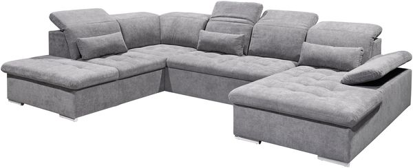Wohnlandschaft >WAYNE< Schlaffunktion, Stauraum, Bezug dark grey - 380x81x240 (BxHxT)